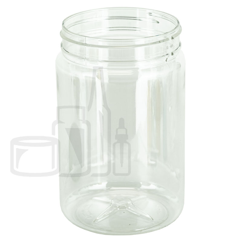 64oz Clear PET Plastic Round Jar with 110-400 Neck Finish(Tray Packs)