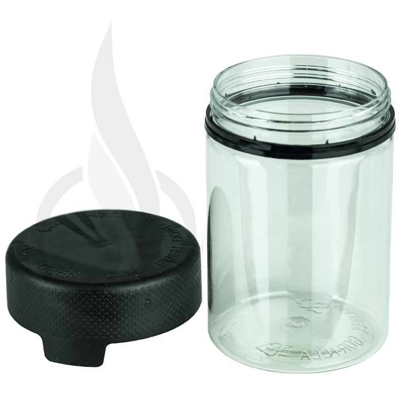 3oz PET Plastic Aviator Container TE/CRC Clear with Solid Black Cap -  Liquid Bottles LLC