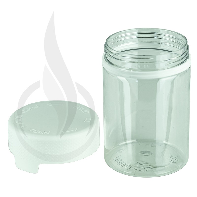 3oz PET Plastic Aviator Container TE/CRC Clear with Solid White Cap -  Liquid Bottles LLC