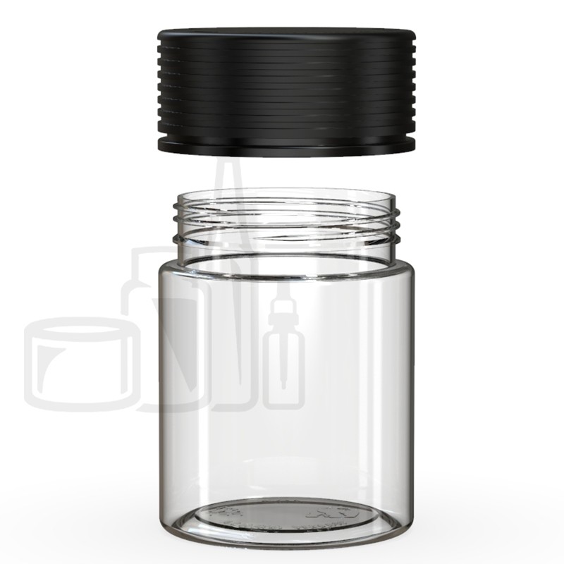 CRC/TE Clear Spiral Cartridge Container FLAT Bottom with Black Cap - 65/510  - (400/cs) - Liquid Bottles LLC