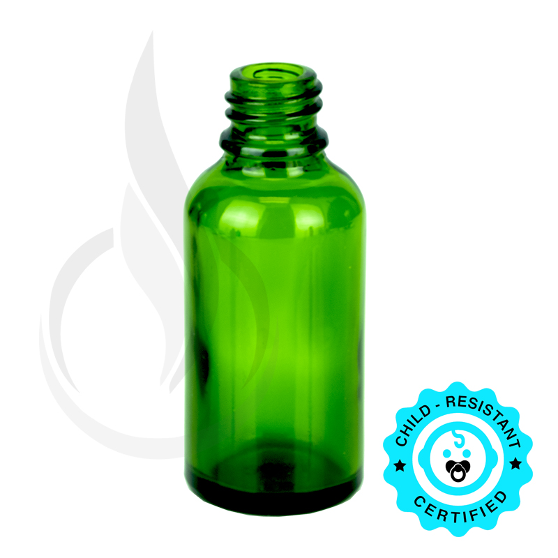 30ml Green Glass Euro Round Bottle 18-415