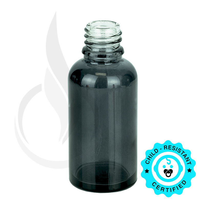 30ml Transparent Black Glass Euro Round Bottle 18-415