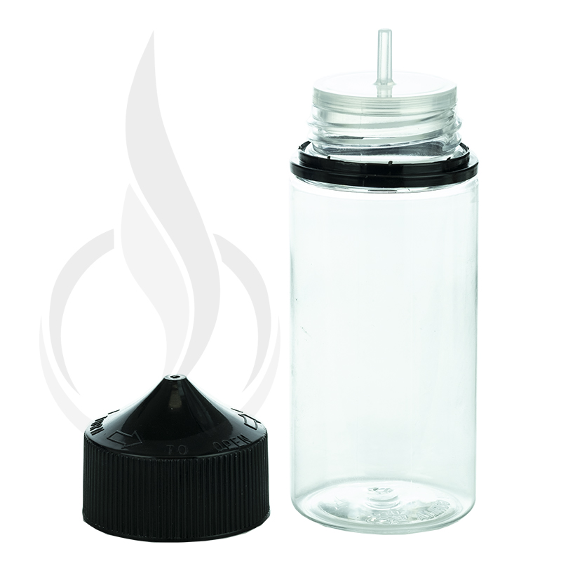 100ML PET Plastic CHUBBY GORILLA UNICORN BOTTLE W/ CRC/TE SOLID BLACK CAP -  Liquid Bottles LLC