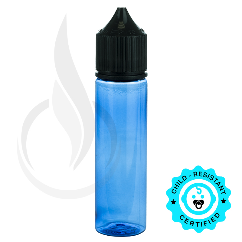 V3 - 60ML BLUE PET Plastic CHUBBY GORILLA BOTTLE W/ CRC/TE BLACK CAP