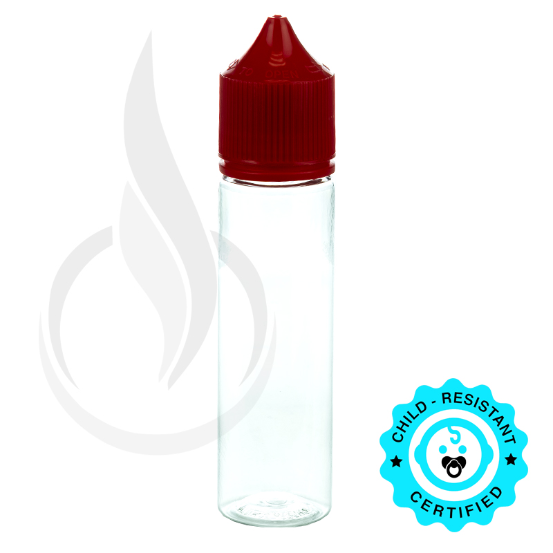 V3 - 60ML PET Plastic CHUBBY GORILLA CLEAR BOTTLE W/ CRC/TE SOLID RED CAP