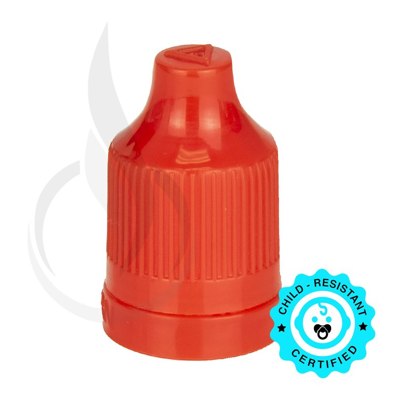 Red CRC (Child Resistant Closure) Tamper Evident Bottle Cap with TIPS INCLUDED but SEPARATED