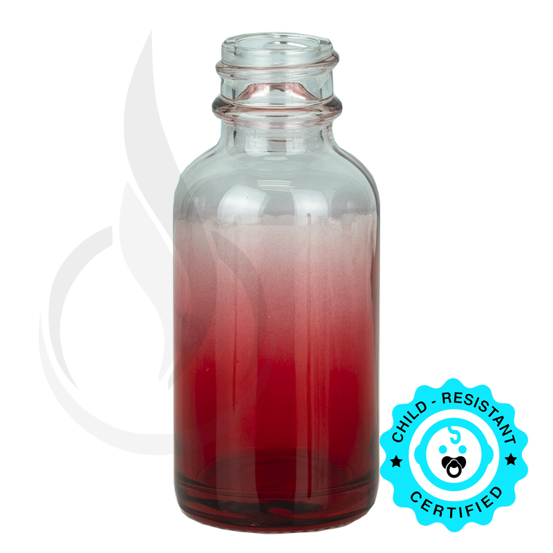 1oz Faded Red Glass Boston Round Bottle 20-400