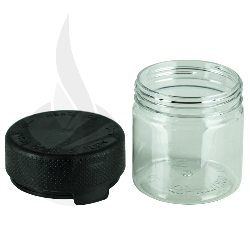 3oz PET Plastic Aviator Container TE/CRC Clear with Solid White Cap -  Liquid Bottles LLC