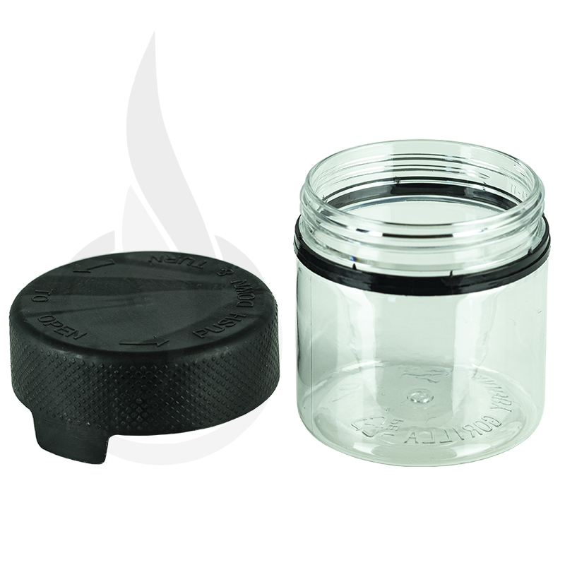 3oz PET Plastic Aviator Container TE/CRC Clear with Solid Black Cap -  Liquid Bottles LLC