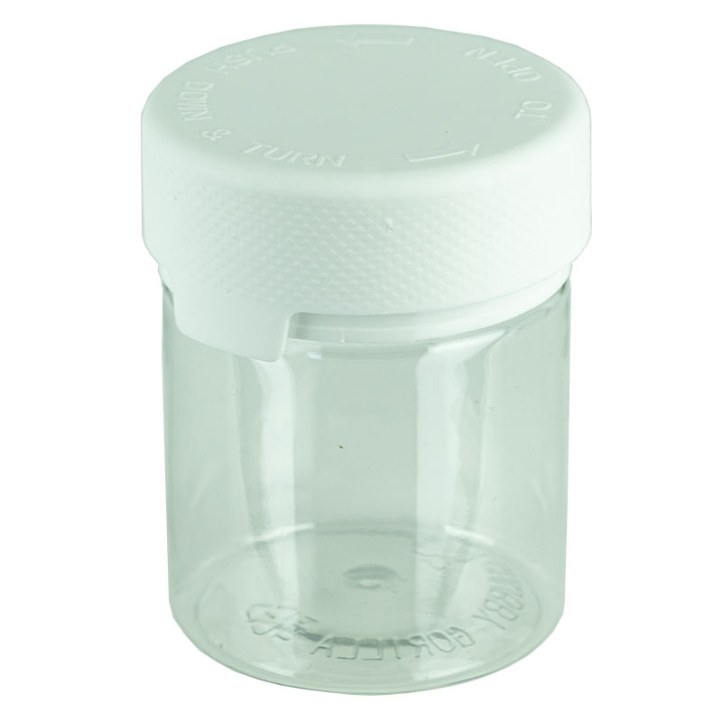 3oz PET Plastic Aviator Container TE/CRC Clear with Solid White Cap -  Liquid Bottles LLC