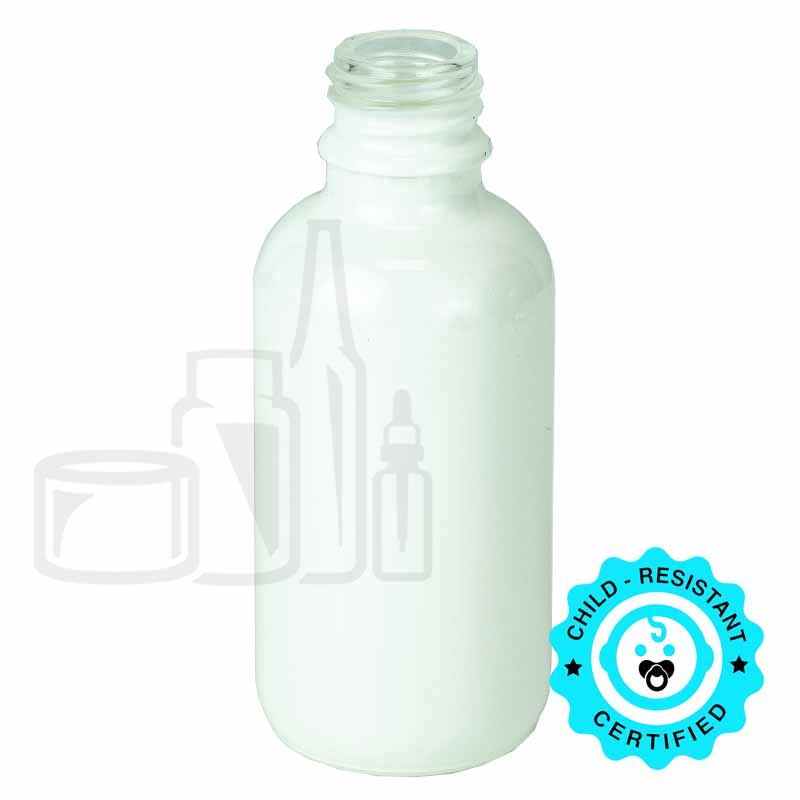 60ml Shiny White Glass Boston Round Hybrid Bottle 20-415(240/case)