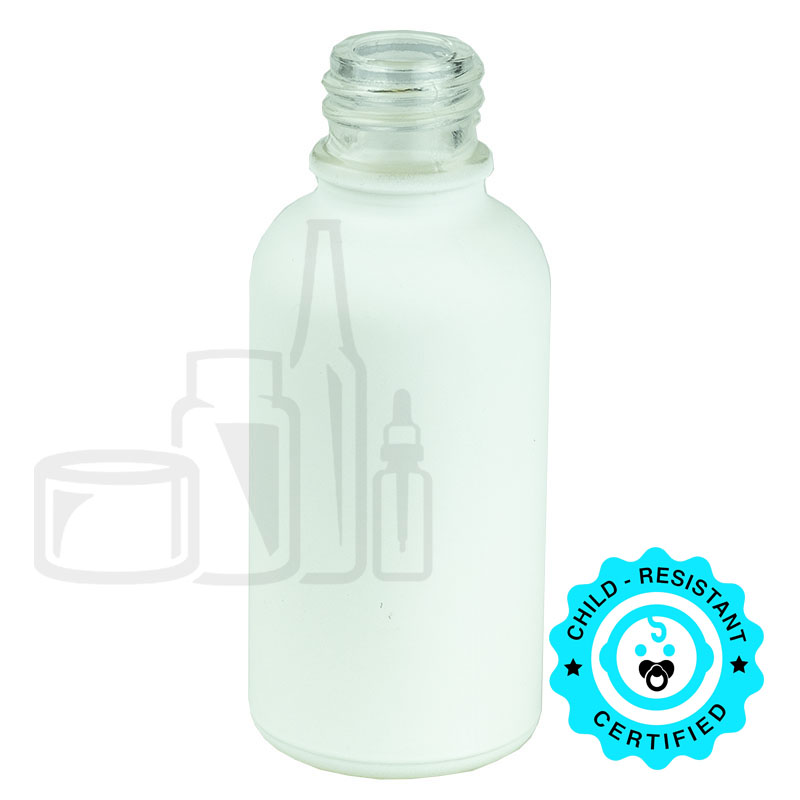 30ml Matte White Glass Euro Round Bottle 18-415