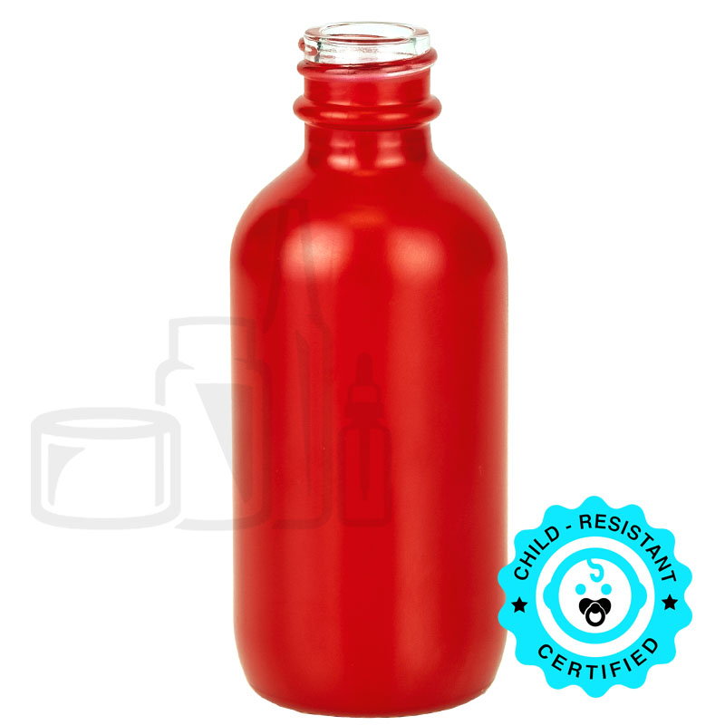 2oz Matte Red Glass Boston Round Bottle 20-400(240/case)