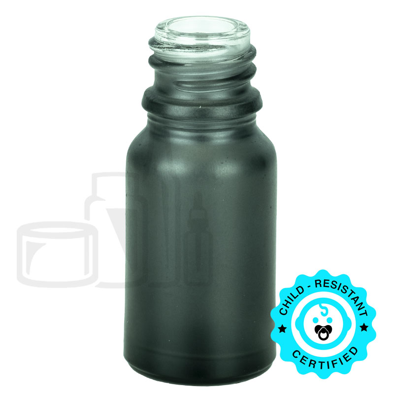 10ml Matte Black Glass Euro Round Bottle 18-415(540/case)