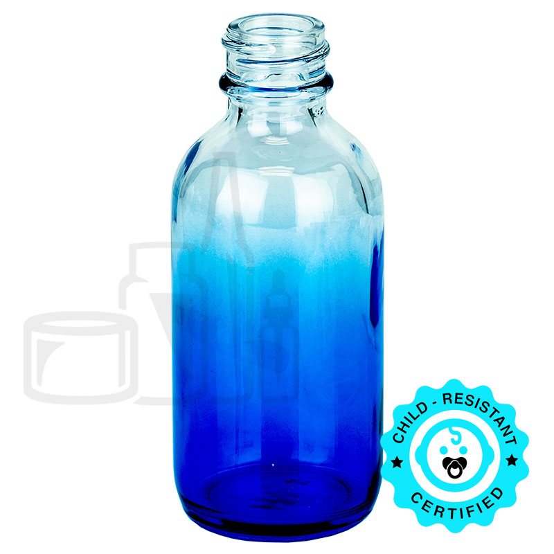 2oz Faded Blue Glass Boston Round Bottle 20-400