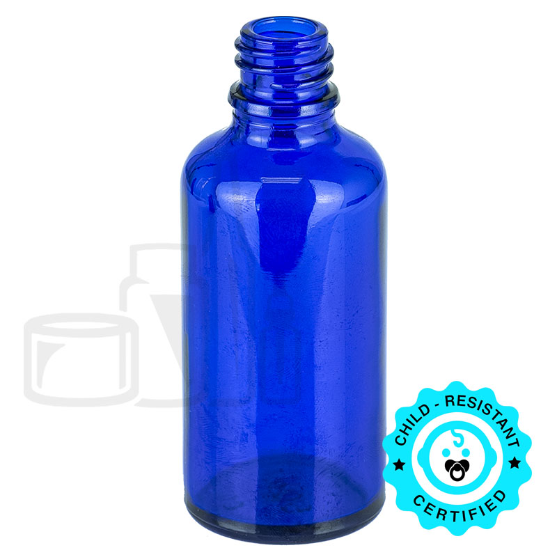 50ml Cobalt Blue Glass Euro Round Bottle 18-415