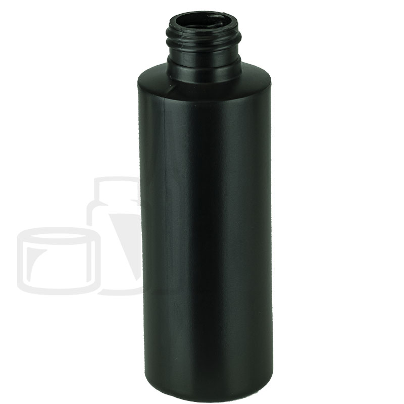 4oz HDPE Plastic Black Cylinder Bottle 24-410 - Liquid Bottles LLC