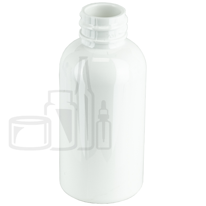 1oz WHITE Boston Round PET Plastic Bottle 20-410