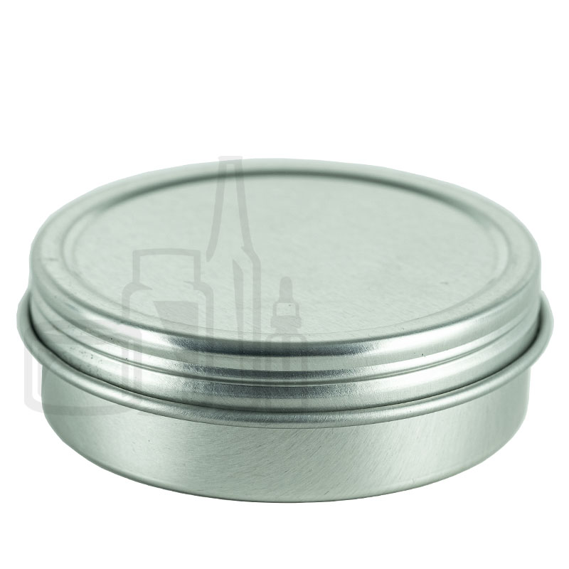 2oz Silver Steel Flat Tin with Screw-Top Lid - Liquid Bottles LLC
