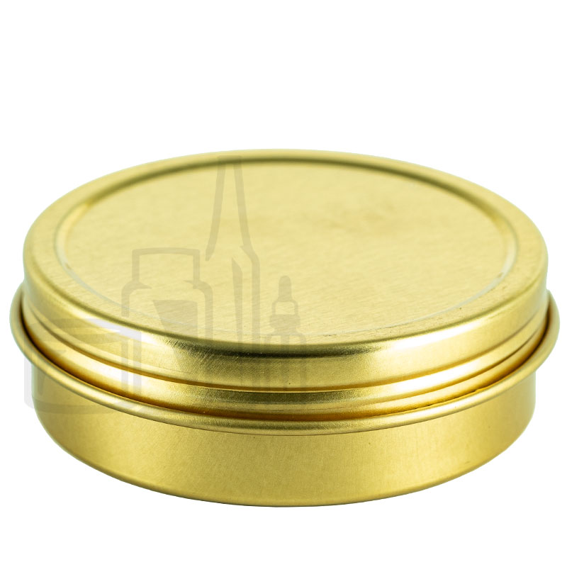 2oz Gold Steel Flat Tin with Screw-Top Lid - Liquid Bottles LLC
