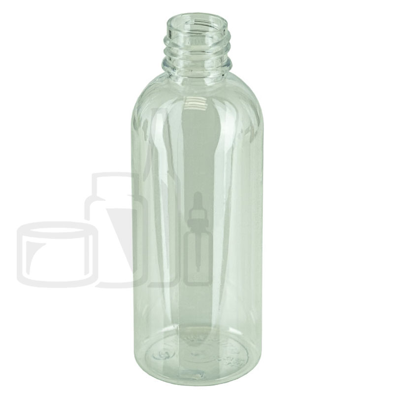 100 ml Clear PET Flasks w/ Black Ribbed Lined Caps