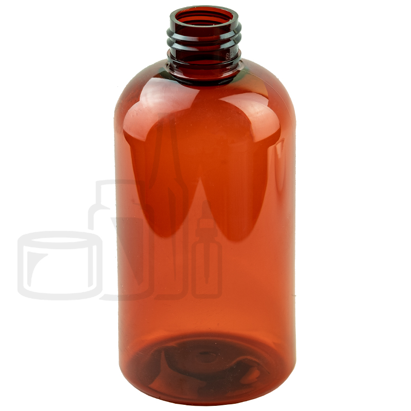 Amber Boston Round Glass Bottles - 8 oz