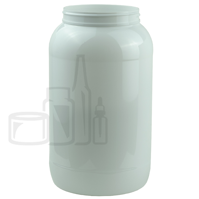 1 Gallon (128oz) White PET Plastic Jar - 110/400 - Liquid Bottles LLC