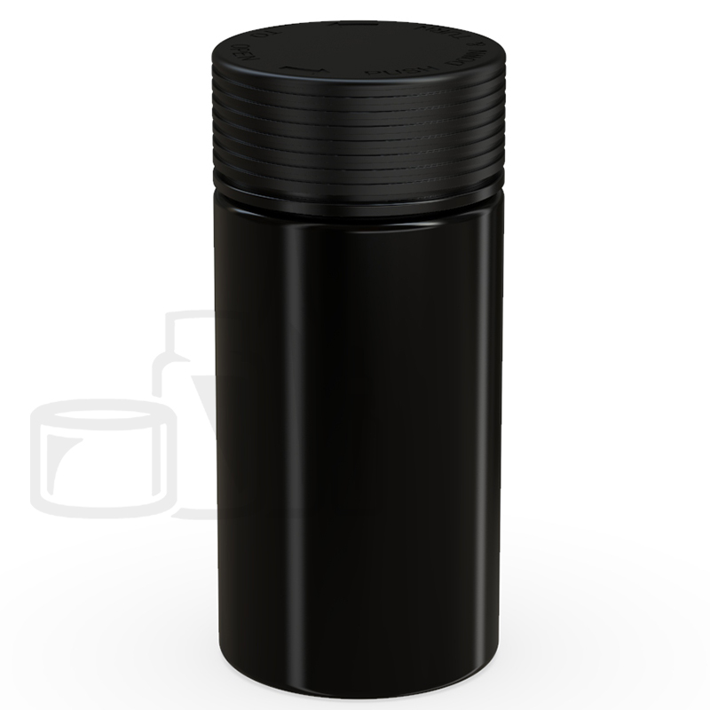 6oz PET Plastic Spiral Container TE/CRC Solid Black with Solid Black Cap(300/cs)