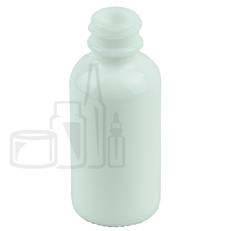 1oz Shiny White Glass Boston Round Bottle 20-400(360/case)