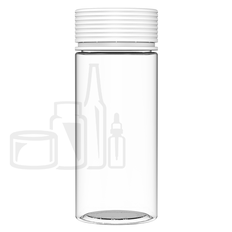 8oz PET Plastic Spiral Container TE/CRC Clear with Solid White Cap(200/cs)