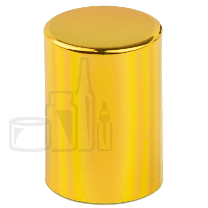 Gold Aluminum smooth skirt screw cap for glass roll on bottle 16mm neck(5000/case)